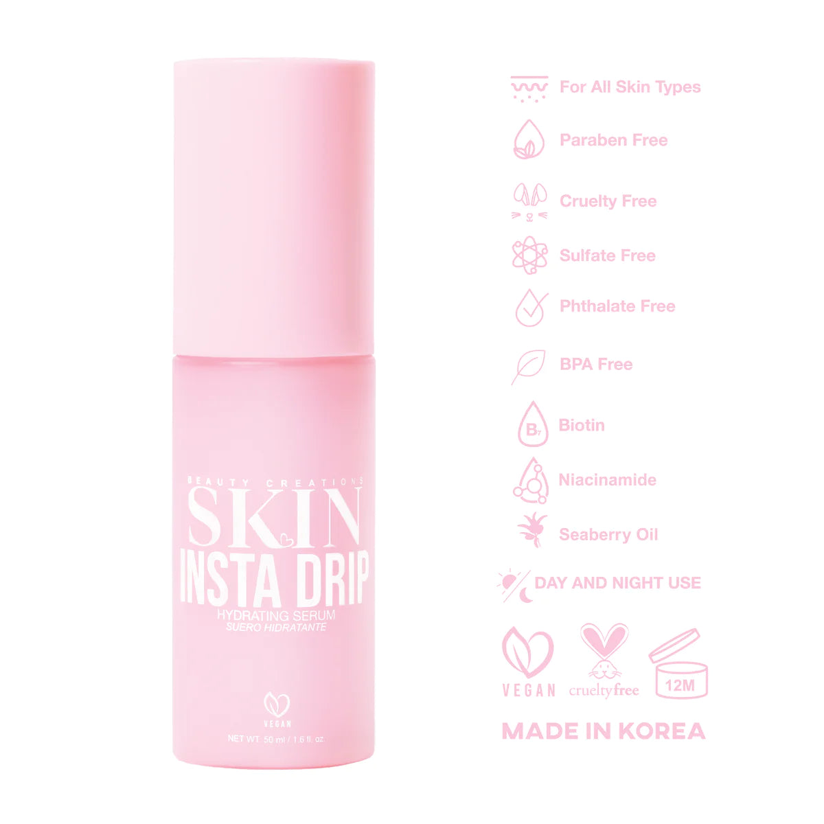 BEAUTY CREATIONS SKIN- INSTA DRIP HYDRATING SERUM (Box is Damaged)