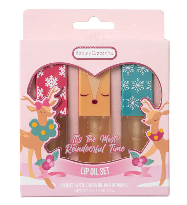 BEAUTY CREATIONS: REINDEER CHRISTMAS 2024: LIP OIL SET "IT'S THE MOST REINDERFUL TIME"