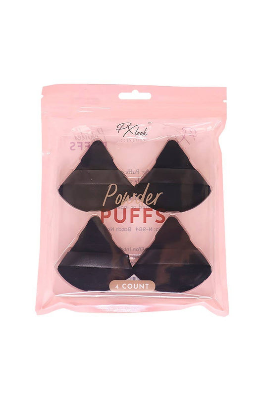 PX LOOK COSMETICS- BLACK POWDER PUFFS-1 pack (4 puffs)